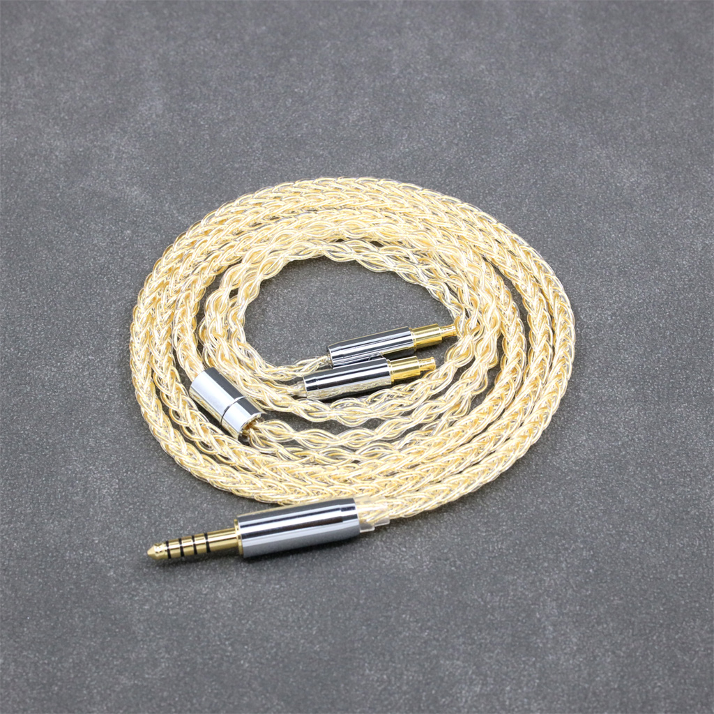 8 Core 99% 7n Pure Silver 24k Gold Plated Earphone Cable For Audio Technica ATH-ADX5000 ATH-MSR7b 770H 990H A2DC Headphone
