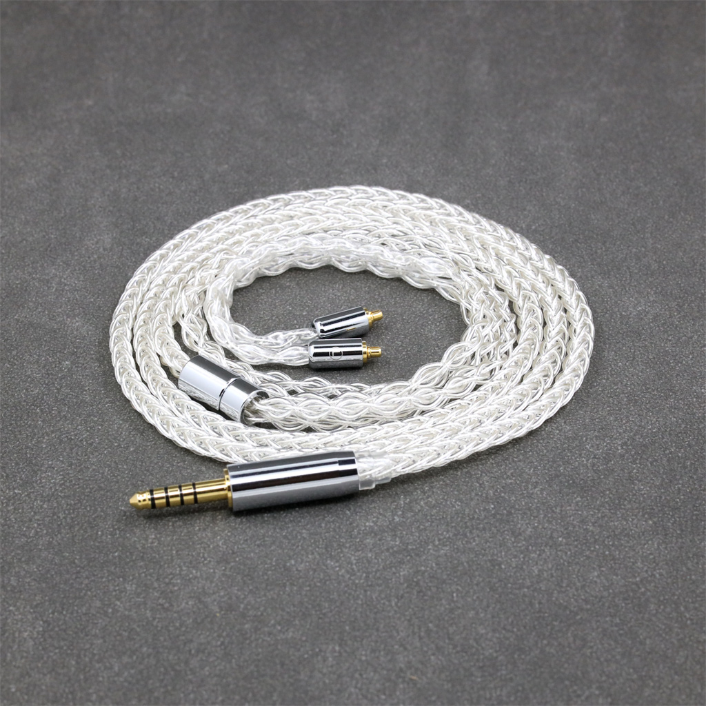 99% Pure Silver 8 Core Earphone Cable For Dunu T5 Titan 3 T3 (Increase Length MMCX)