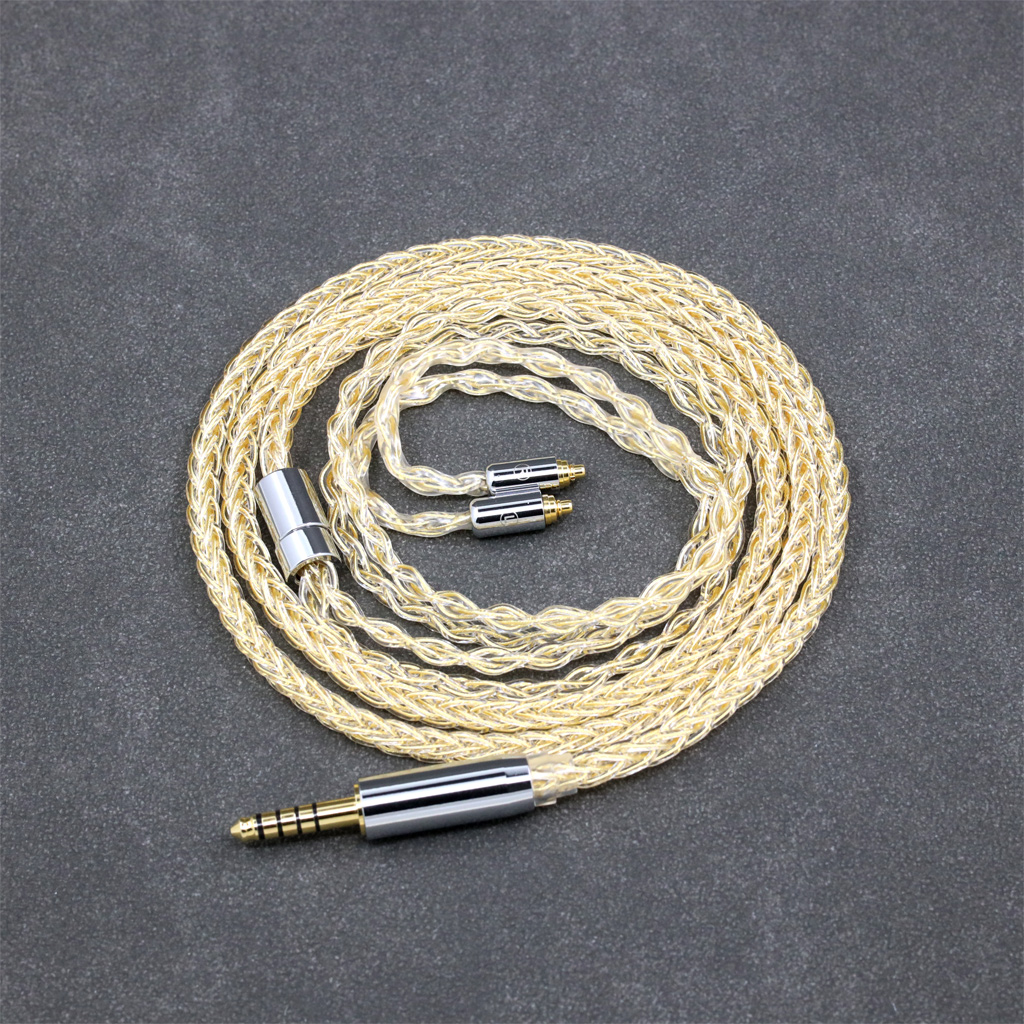 8 Core 99% 7n Pure Silver 24k Gold Plated Earphone Cable For AKG N5005 N30 N40 MMCX 