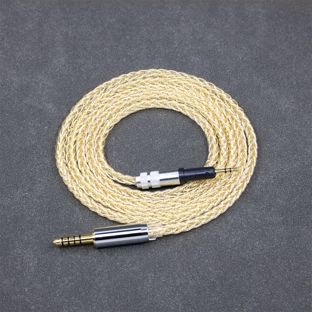8 Core 99% 7n Pure Silver 24k Gold Plated Earphone Cable For Audio Technica ATH-M50x ATH-M40x ATH-M70x ATH-M60x