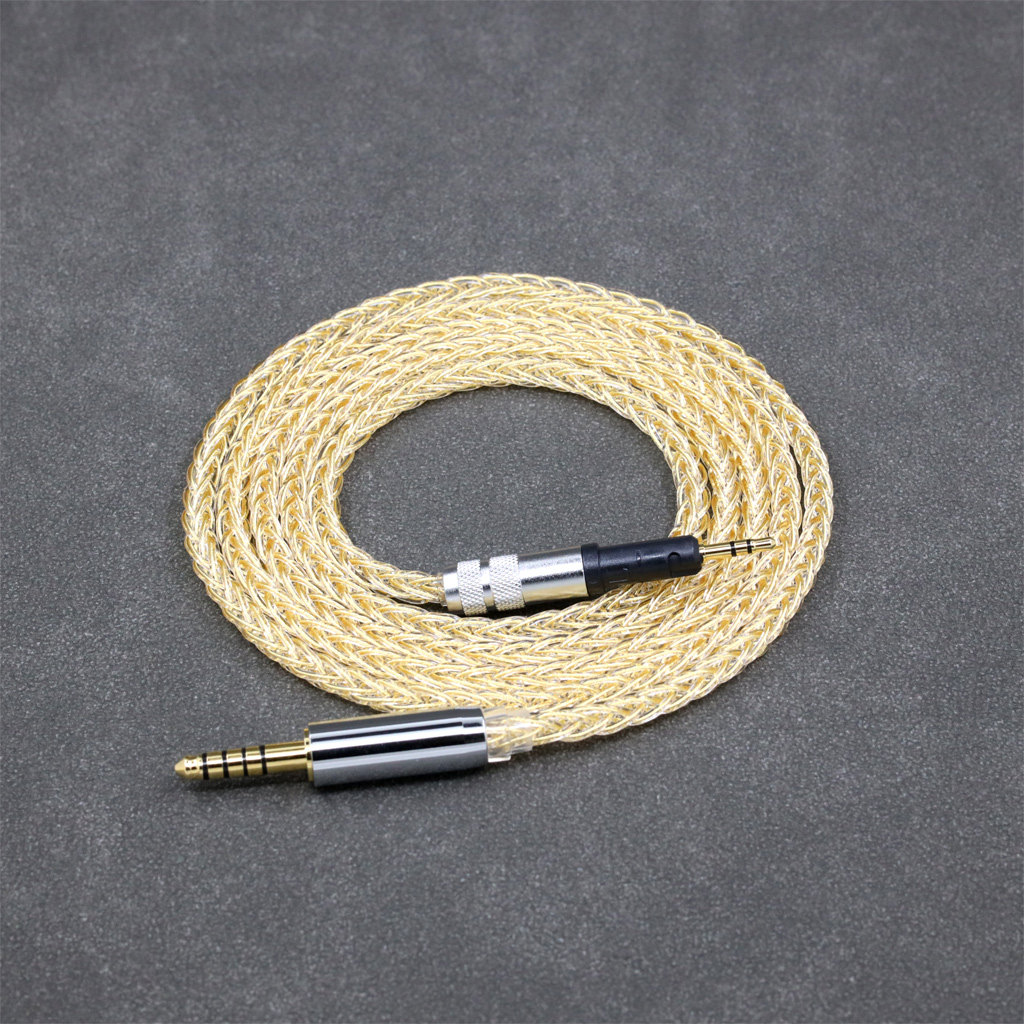 8 Core 99% 7n Pure Silver 24k Gold Plated Earphone Cable For Audio Technica ATH-M50x ATH-M40x ATH-M70x ATH-M60x