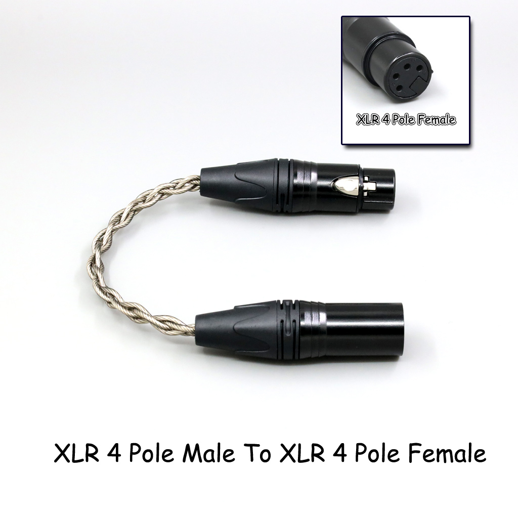 99% Pure Silver + Graphene Silver Plated Shield Earphone Cable For 4.4mm 3.5mm 2.5mm XLR 6.35mm Male to Female Adapter