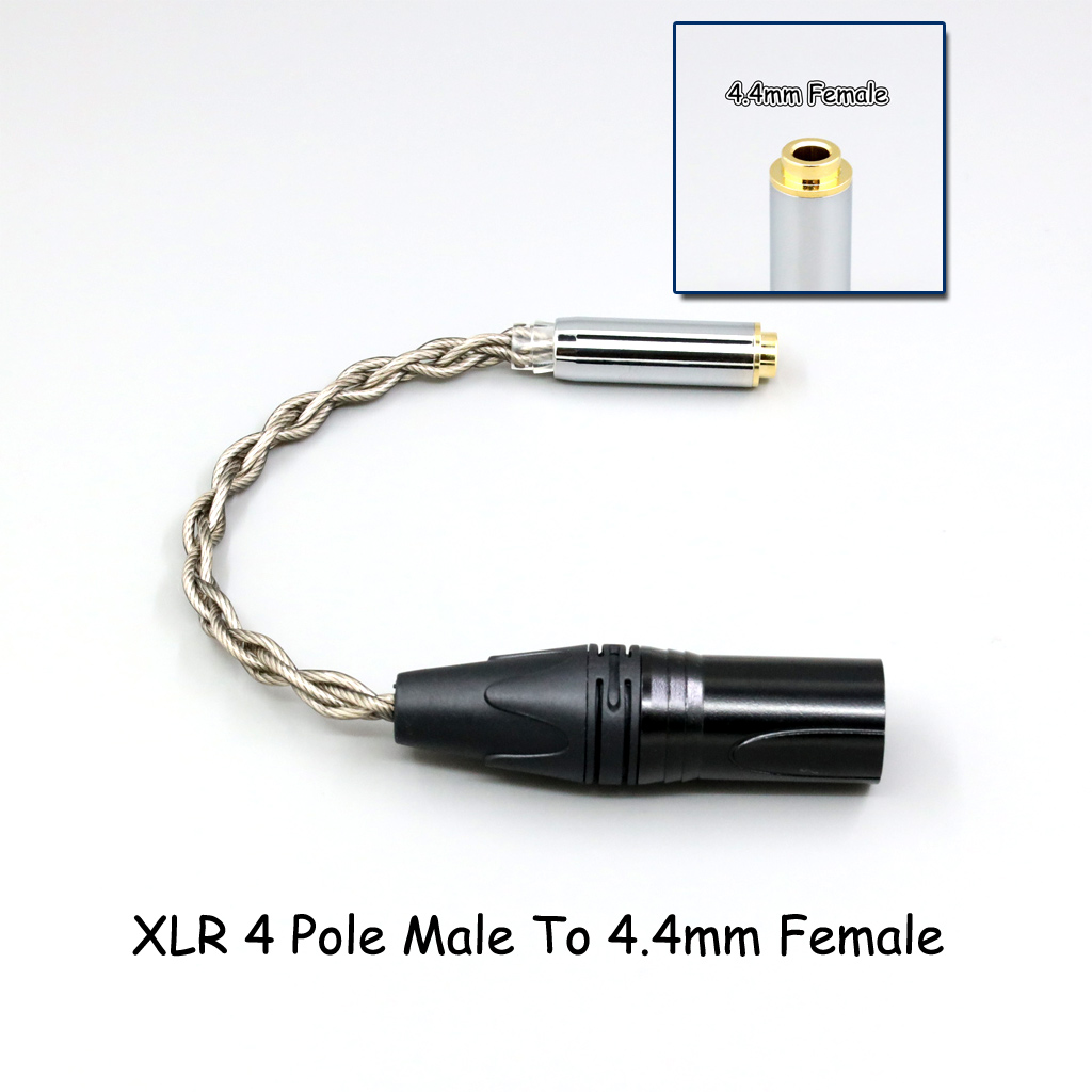 99% Pure Silver + Graphene Silver Plated Shield Earphone Cable For 4.4mm 3.5mm 2.5mm XLR 6.35mm Male to Female Adapter