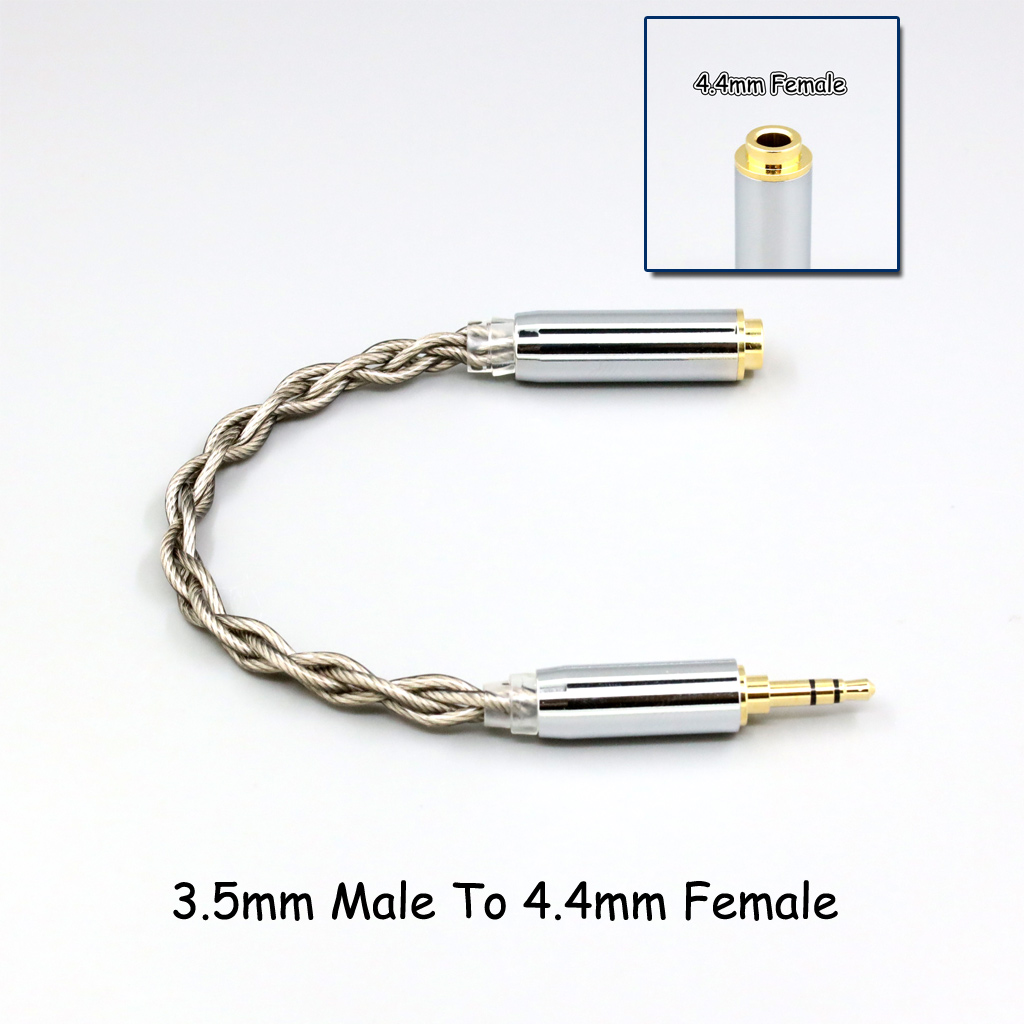 99% Pure Silver + Graphene Silver Plated Shield Earphone Cable For 4.4mm 3.5mm 2.5mm XLR 6.35mm Male to Female Adapter