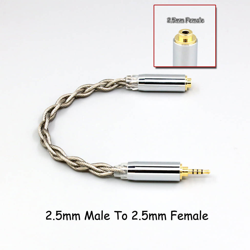 99% Pure Silver + Graphene Silver Plated Shield Earphone Cable For 4.4mm 3.5mm 2.5mm XLR 6.35mm Male to Female Adapter