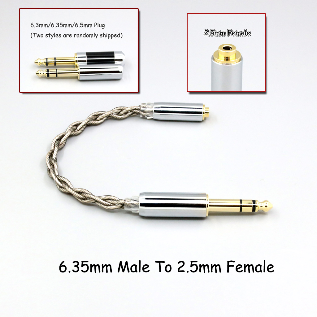 99% Pure Silver + Graphene Silver Plated Shield Earphone Cable For 4.4mm 3.5mm 2.5mm XLR 6.35mm Male to Female Adapter
