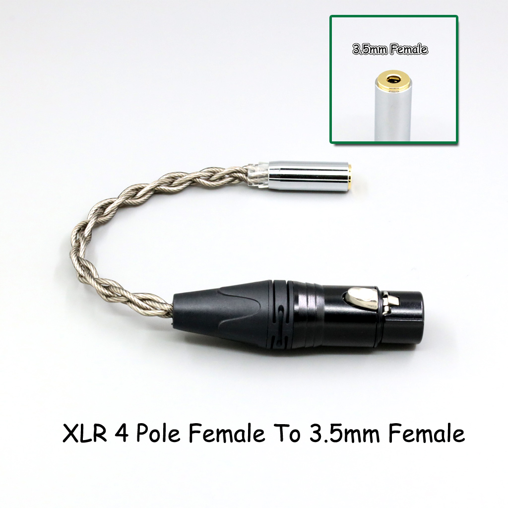 99% Pure Silver + Graphene Silver Plated Shield Earphone Cable For 4.4mm 3.5mm 2.5mm XLR 6.35mm Male to Female Adapter