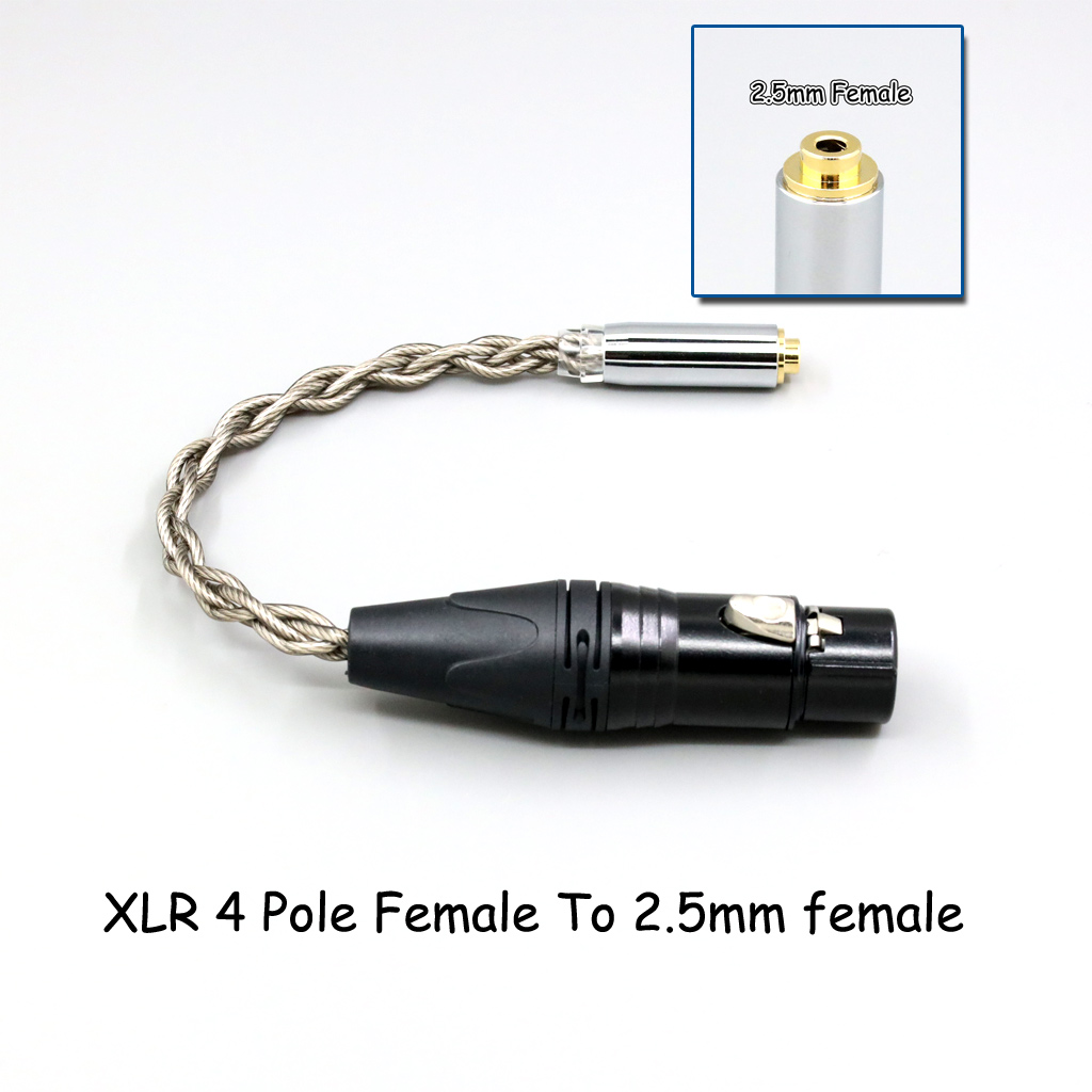 99% Pure Silver + Graphene Silver Plated Shield Earphone Cable For 4.4mm 3.5mm 2.5mm XLR 6.35mm Male to Female Adapter
