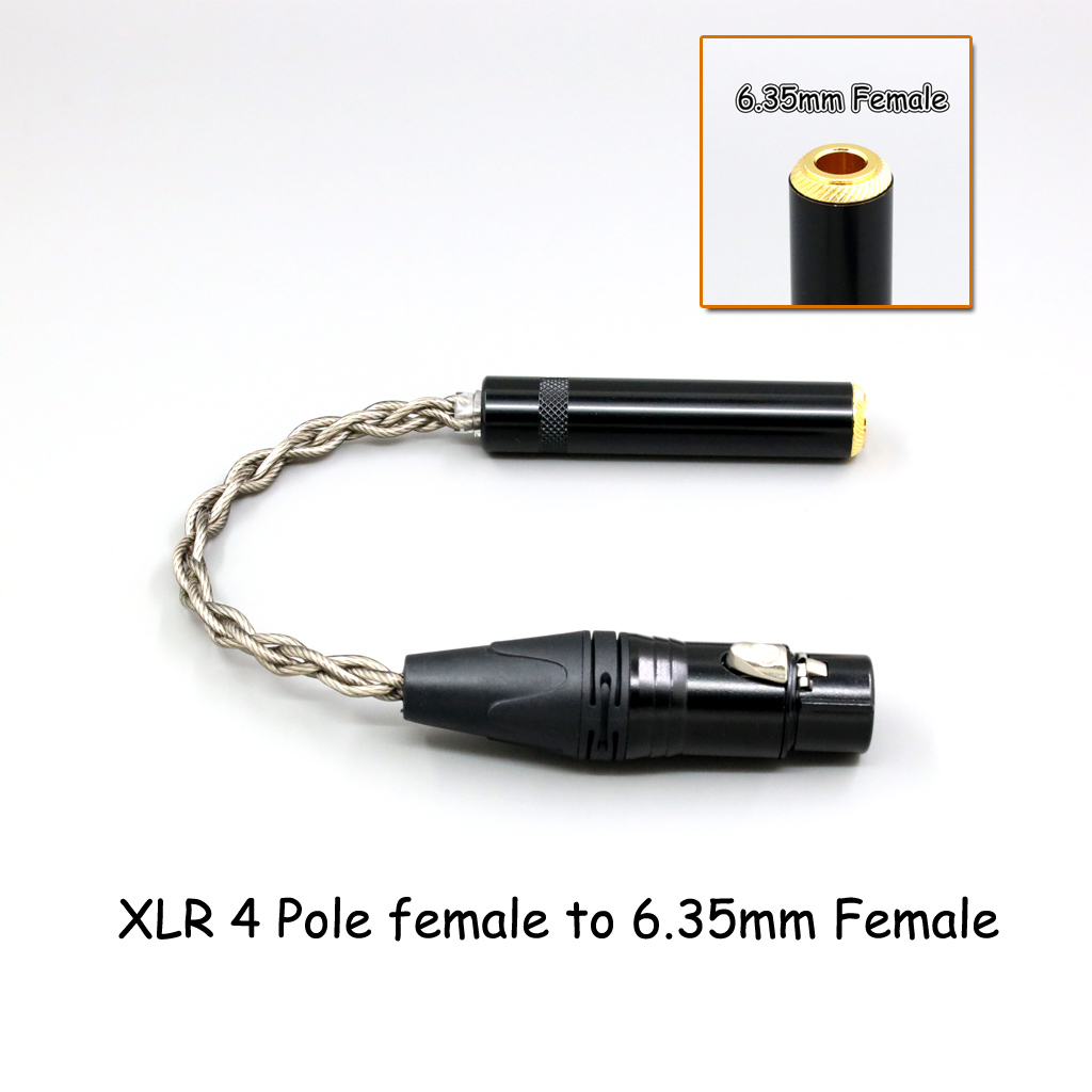 99% Pure Silver + Graphene Silver Plated Shield Earphone Cable For 4.4mm 3.5mm 2.5mm XLR 6.35mm Male to Female Adapter