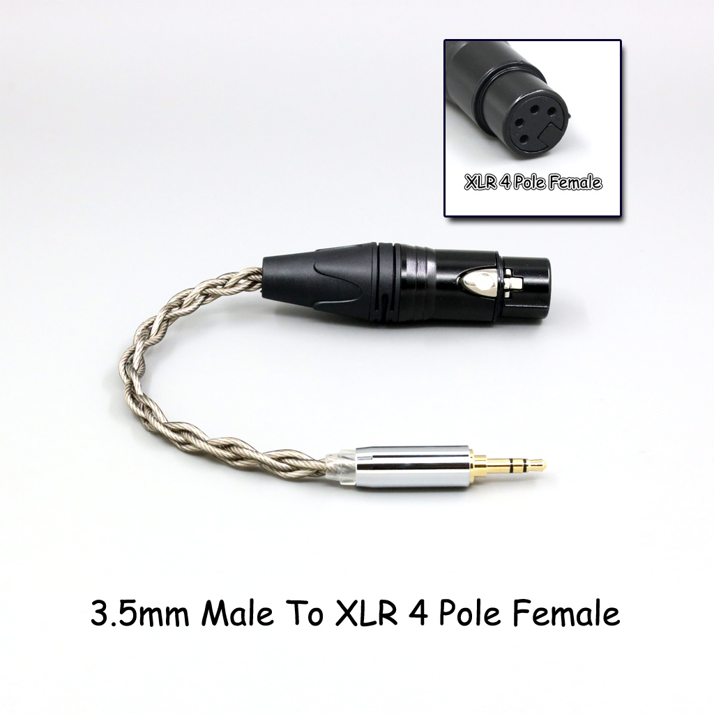 99% Pure Silver + Graphene Silver Plated Shield Earphone Cable For 4.4mm 3.5mm 2.5mm XLR 6.35mm Male to Female Adapter