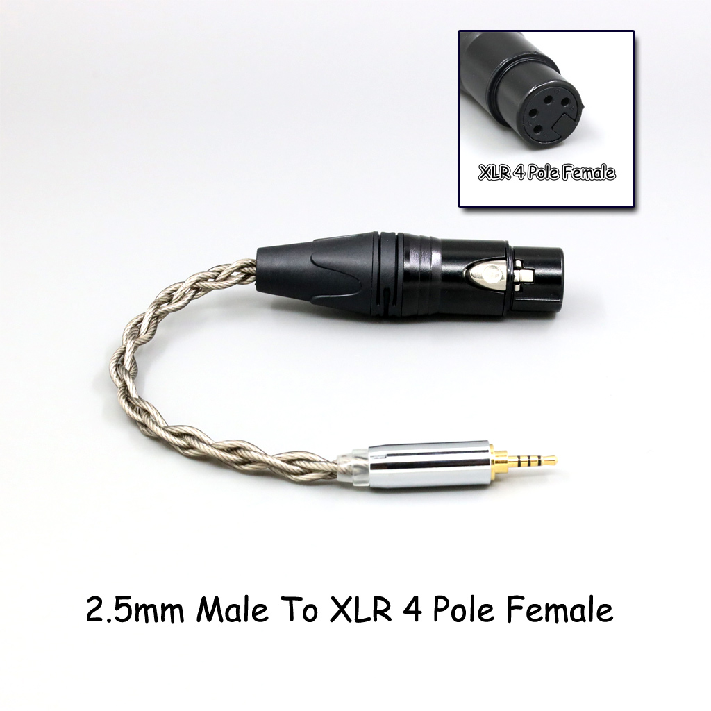 99% Pure Silver + Graphene Silver Plated Shield Earphone Cable For 4.4mm 3.5mm 2.5mm XLR 6.35mm Male to Female Adapter