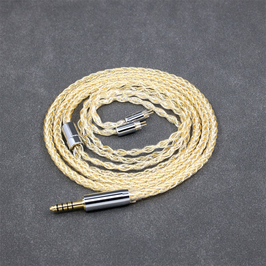 8 Core 99% 7n Pure Silver 24k Gold Plated Earphone Cable For 0.78mm 2pin BA Westone W4r UM3X UM3RC JH13 High Step
