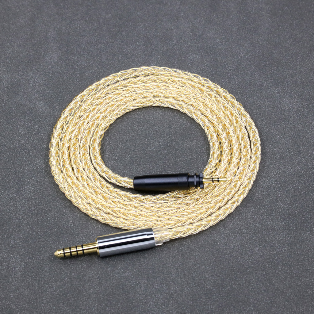 8 Core 99% 7n Pure Silver 24k Gold Plated Earphone Cable For Shure SRH440A SRH840A Headphone