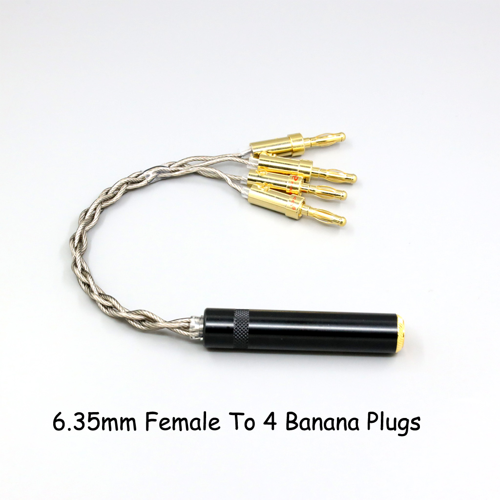 99% Pure Silver + Graphene Silver Plated Shield Earphone Cable For XLR 6.35mm 4.4mm 3.5mm Male Female To 4 Banana Plug Adapter