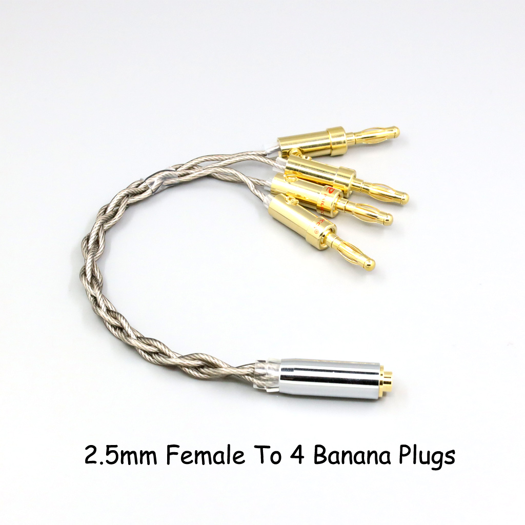 99% Pure Silver + Graphene Silver Plated Shield Earphone Cable For XLR 6.35mm 4.4mm 3.5mm Male Female To 4 Banana Plug Adapter