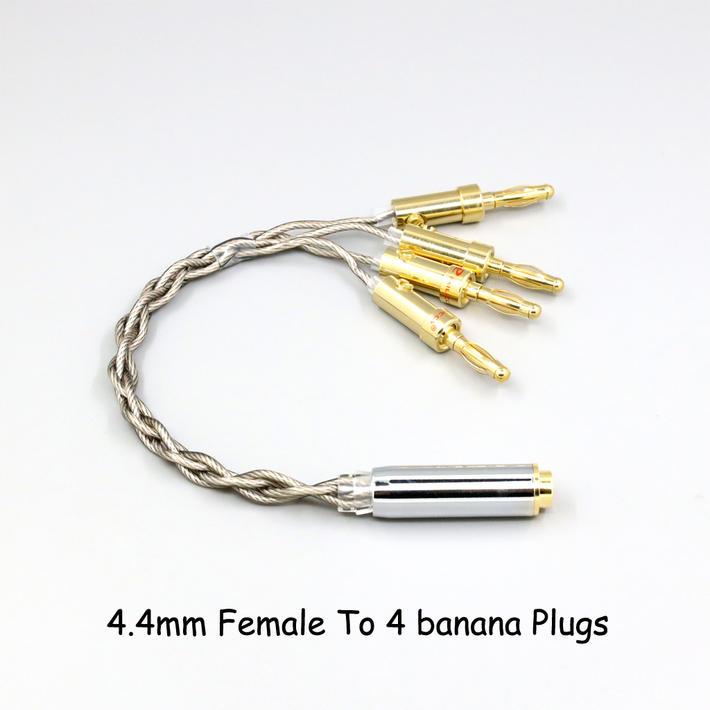 99% Pure Silver + Graphene Silver Plated Shield Earphone Cable For XLR 6.35mm 4.4mm 3.5mm Male Female To 4 Banana Plug Adapter