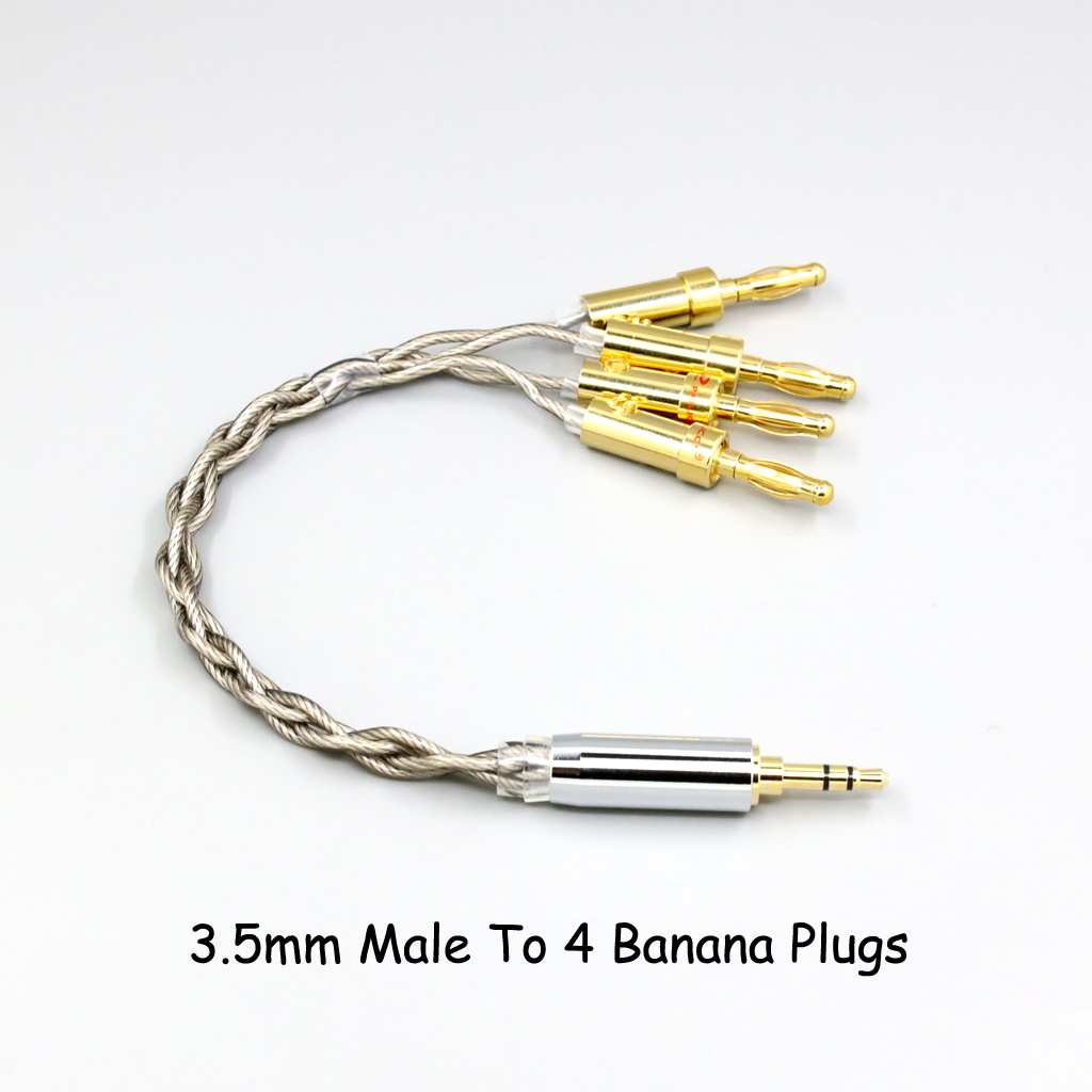 99% Pure Silver + Graphene Silver Plated Shield Earphone Cable For XLR 6.35mm 4.4mm 3.5mm Male Female To 4 Banana Plug Adapter