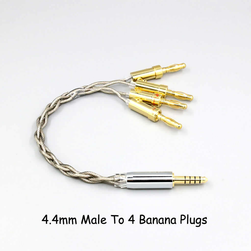 99% Pure Silver + Graphene Silver Plated Shield Earphone Cable For XLR 6.35mm 4.4mm 3.5mm Male Female To 4 Banana Plug Adapter