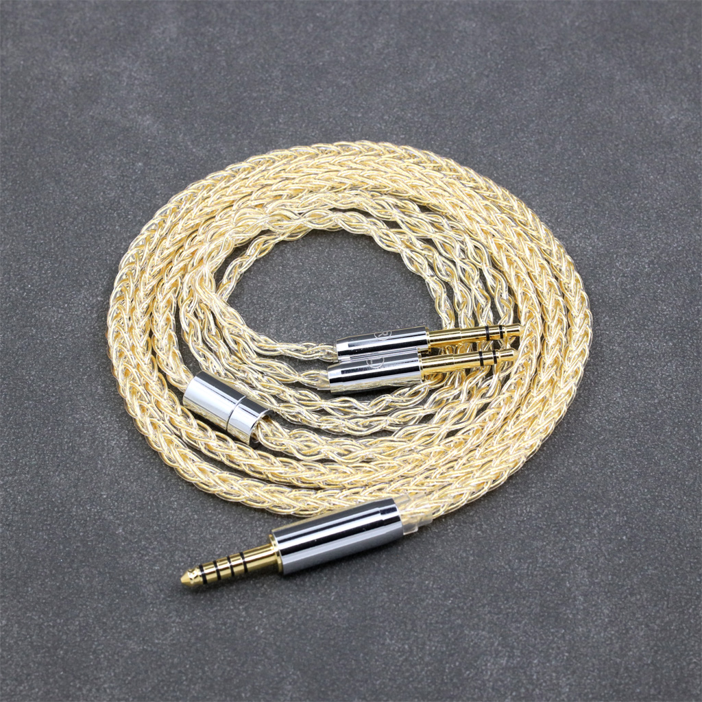 8 Core 99% 7n Pure Silver 24k Gold Plated Earphone Cable For Final Audio D8000 AFDS pro Design Pandora Hope vi