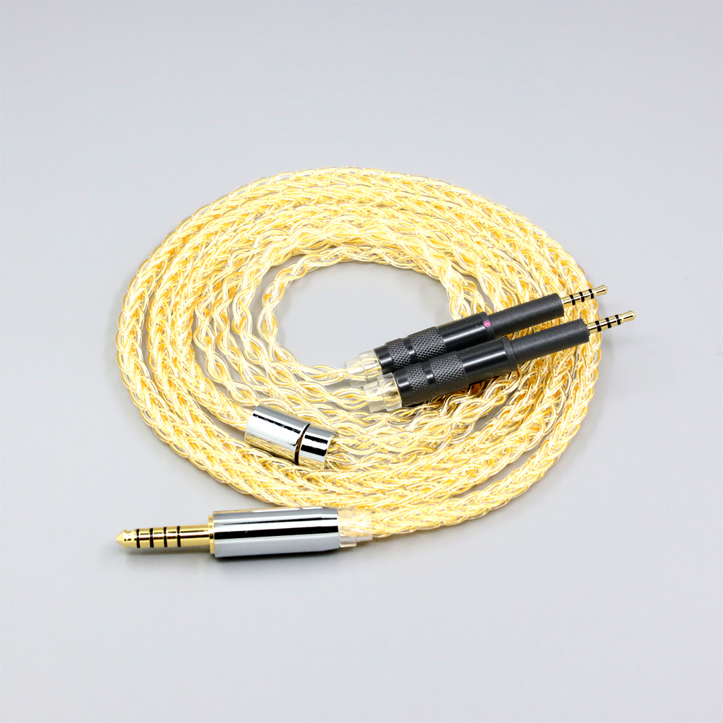 8 Core 99% 7n Pure Silver 24k Gold Plated Earphone Cable For DROP + Grell OAE1 OAE2 headphone