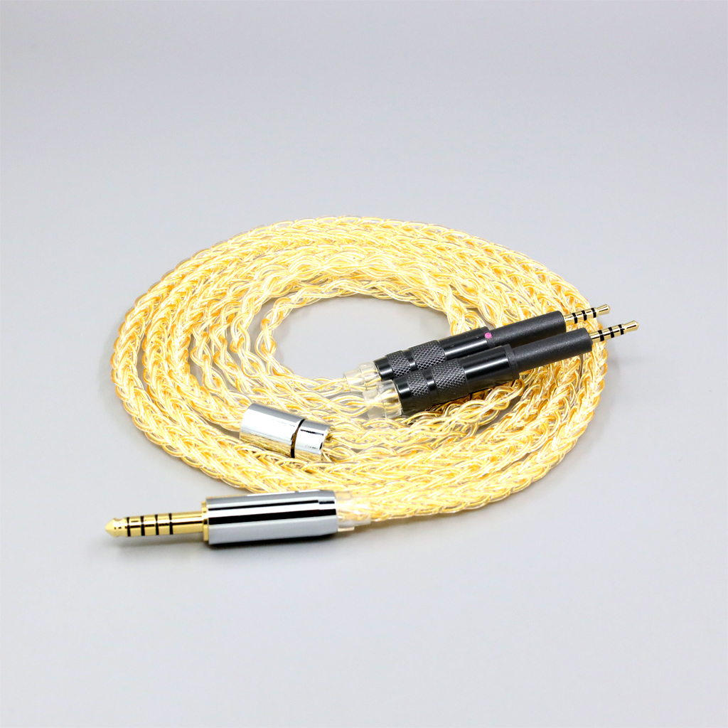 8 Core 99% 7n Pure Silver 24k Gold Plated Earphone Cable For DROP + Grell OAE1 OAE2 headphone