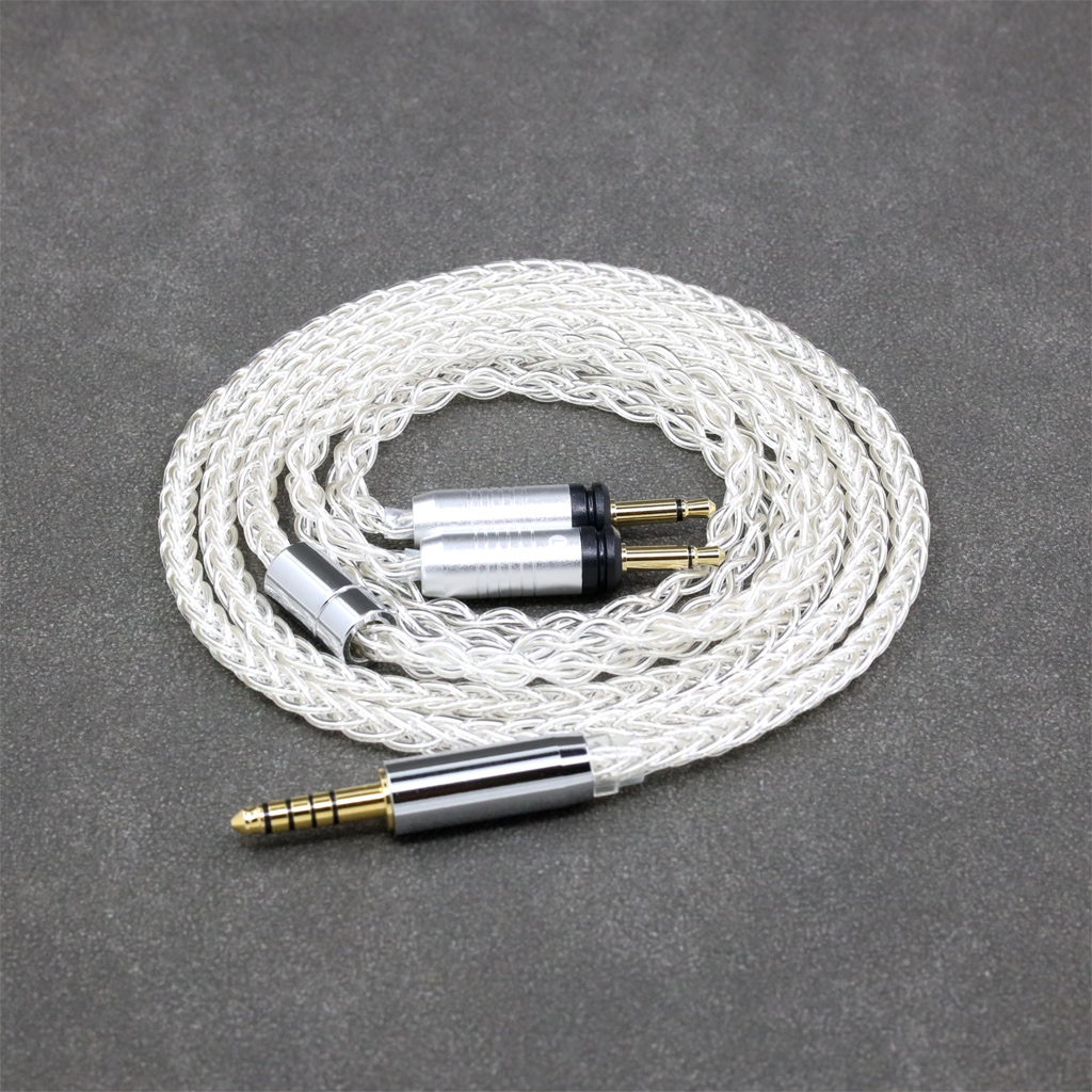 8 Core 99% 7n Pure Silver Palladium Earphone Cable For Focal Clear Elear Elex Elegia Stellia Dual 3.5mm pin Headphone