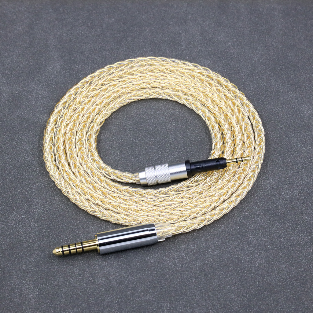 8 Core 99% 7n Pure Silver 24k Gold Plated Earphone Cable For Sennheiser HD6 HD7 HD8 MIX DJ HD595