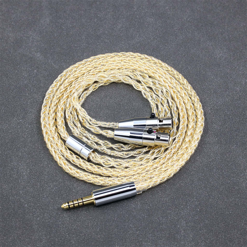8 Core 99% 7n Pure Silver 24k Gold Plated Earphone Cable For Audeze LCD-3 LCD-2 LCD-X LCD-XC LCD-4z LCD-MX4 Headphone