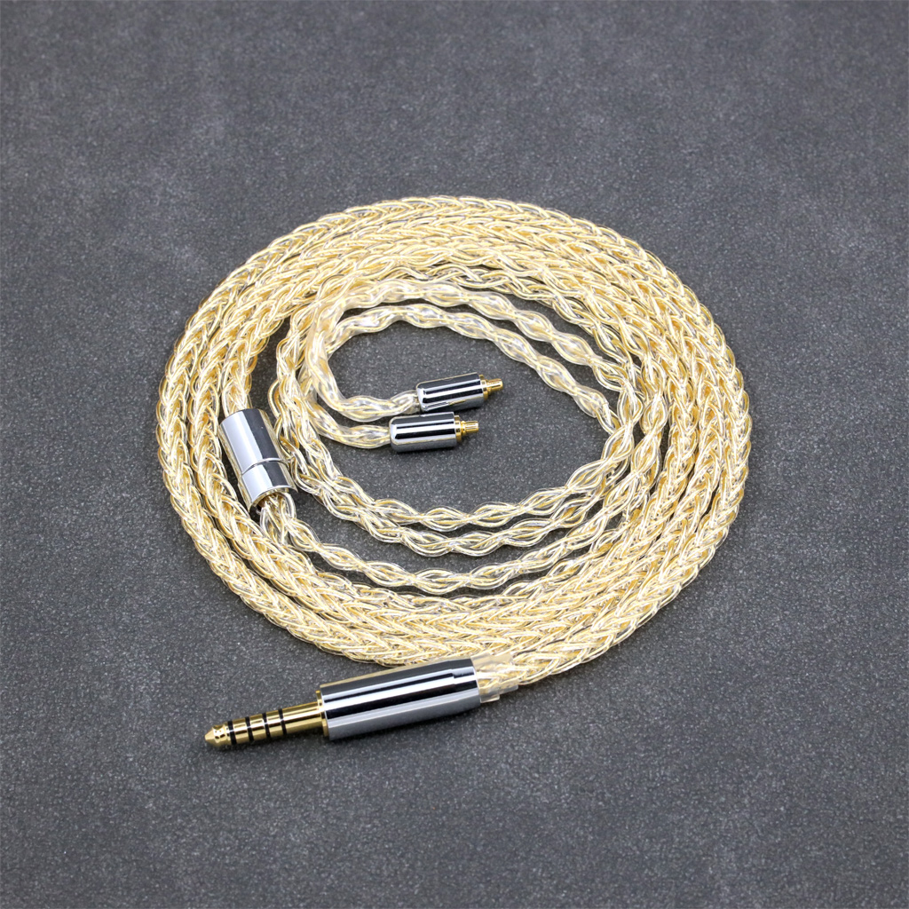 8 Core 99% 7n Pure Silver 24k Gold Plated Earphone Cable For Dunu T5 Titan 3 T3 (Increase Length MMCX) Earphone