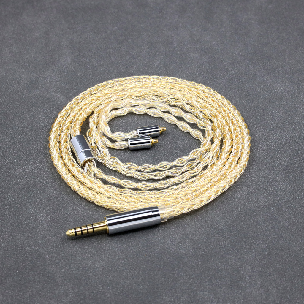 8 Core 99% 7n Pure Silver 24k Gold Plated Earphone Cable For Dunu T5 Titan 3 T3 (Increase Length MMCX) Earphone