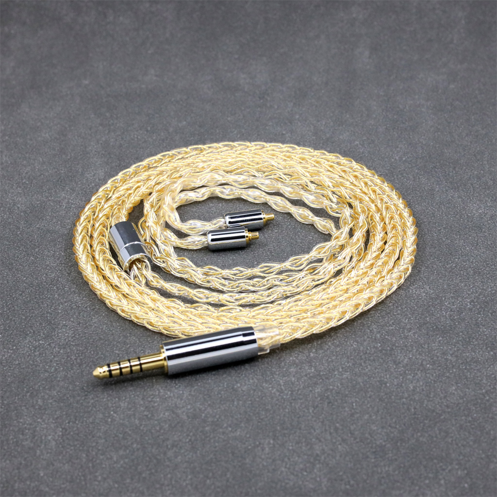 8 Core 99% 7n Pure Silver 24k Gold Plated Earphone Cable For Dunu T5 Titan 3 T3 (Increase Length MMCX) Earphone