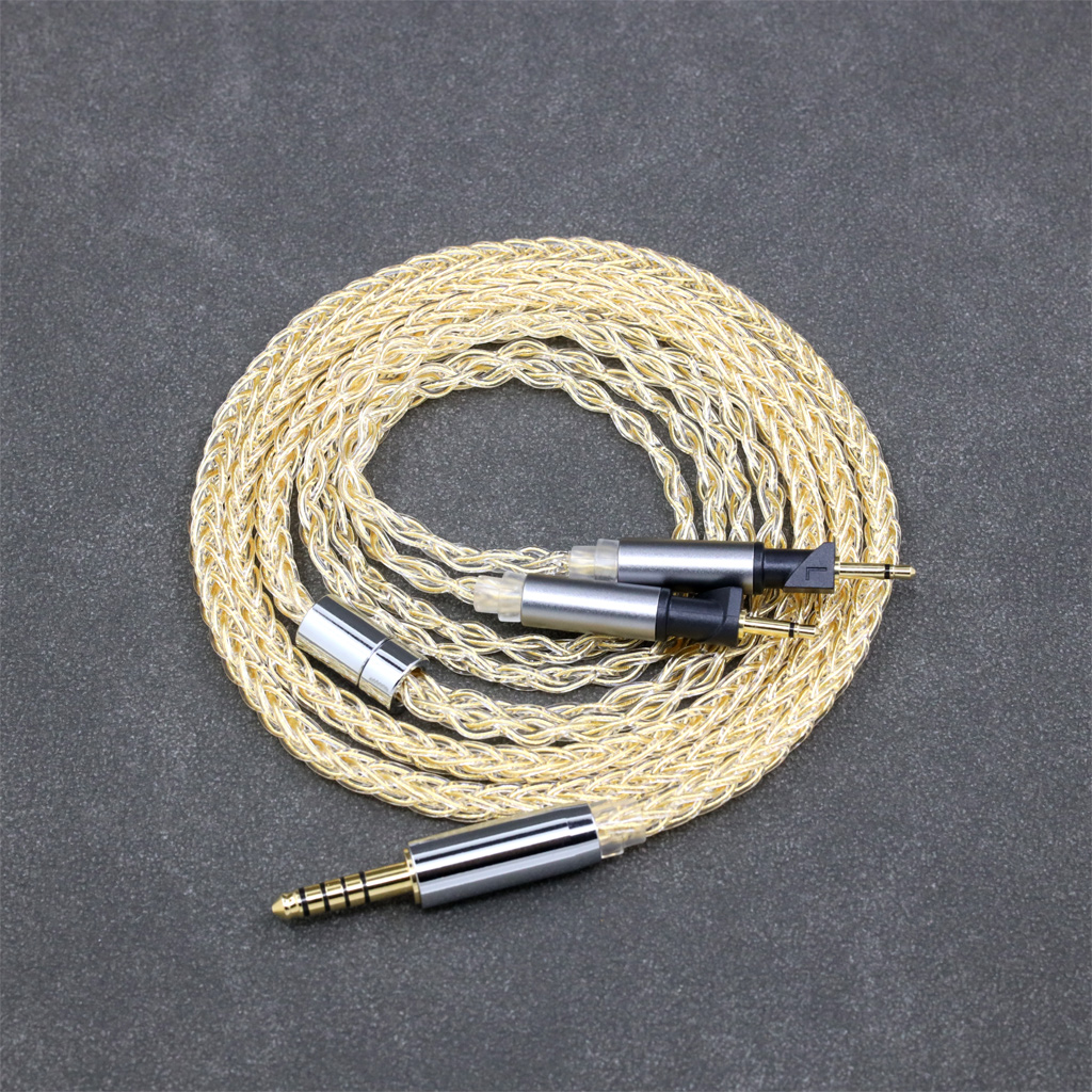 8 Core 99% 7n Pure Silver 24k Gold Plated Earphone Cable For Abyss Diana v2 phi TC X1226lite 1:1 headphone pin