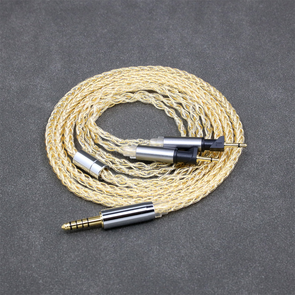 8 Core 99% 7n Pure Silver 24k Gold Plated Earphone Cable For Abyss Diana v2 phi TC X1226lite 1:1 headphone pin