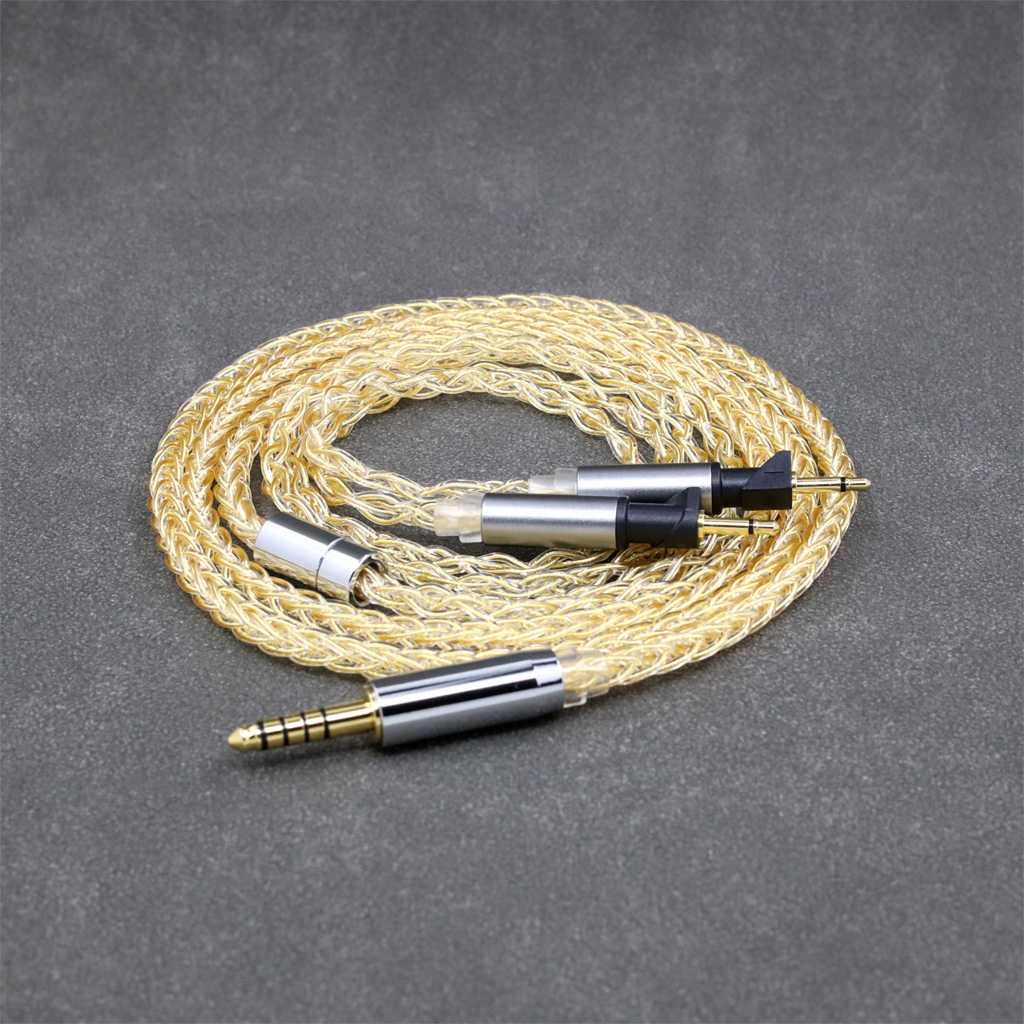8 Core 99% 7n Pure Silver 24k Gold Plated Earphone Cable For Abyss Diana v2 phi TC X1226lite 1:1 headphone pin