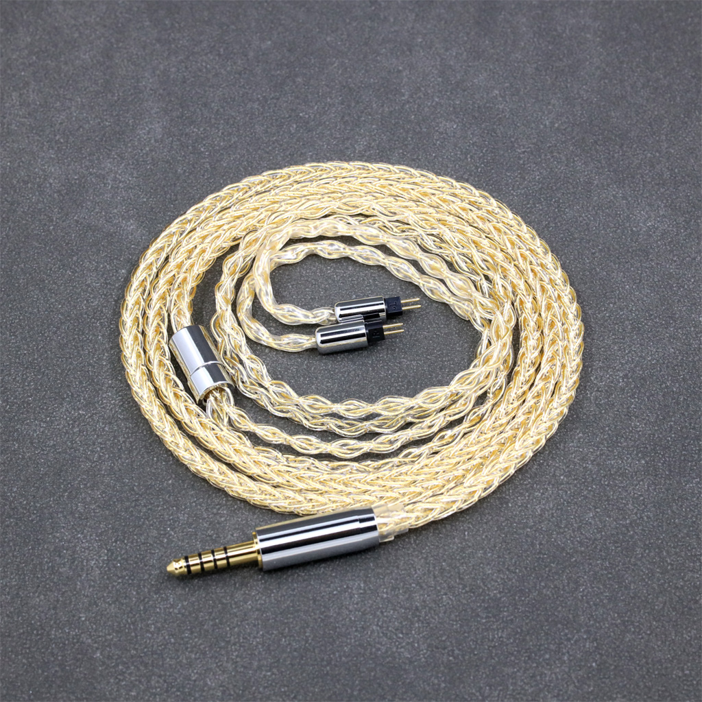 8 Core 99% 7n Pure Silver 24k Gold Plated Earphone Cable For TANCHJIM ORIGIN Oxygen 4U OLA lengthened extended 0.78mm pin