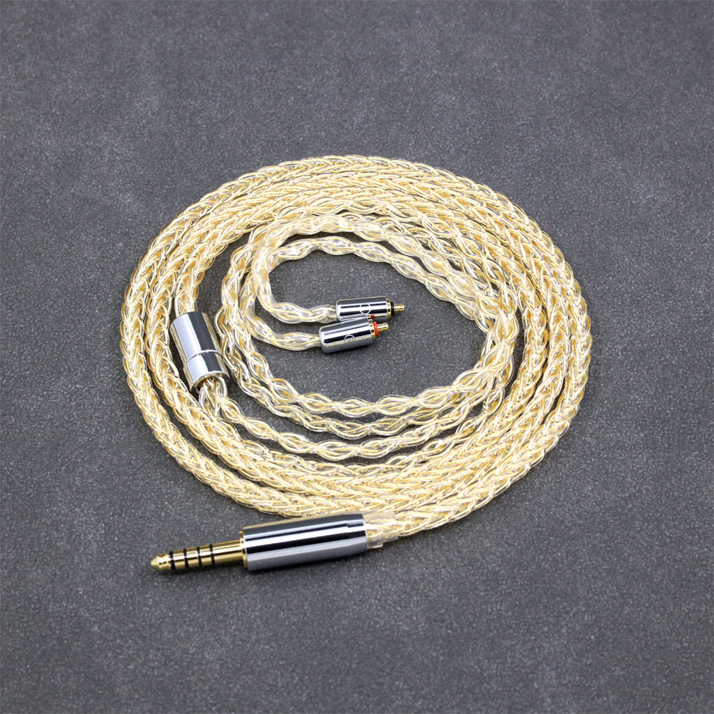 8 Core 99% 7n Pure Silver 24k Gold Plated Earphone Cable For UE Live UE6Pro Lighting SUPERBAX IPX