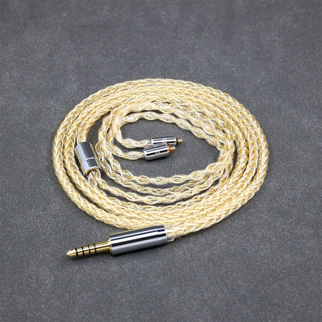 8 Core 99% 7n Pure Silver 24k Gold Plated Earphone Cable For UE Live UE6Pro Lighting SUPERBAX IPX