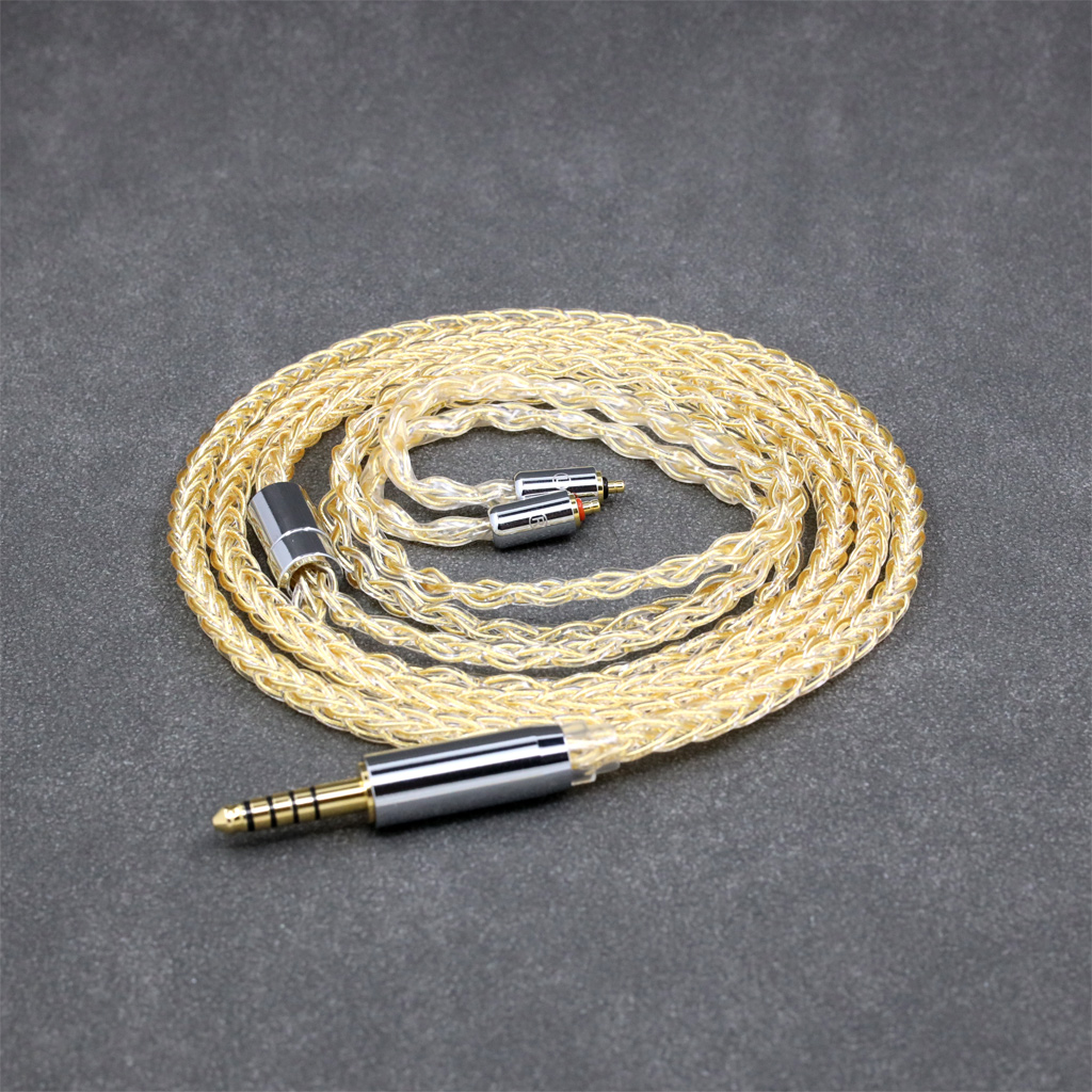 8 Core 99% 7n Pure Silver 24k Gold Plated Earphone Cable For UE Live UE6Pro Lighting SUPERBAX IPX