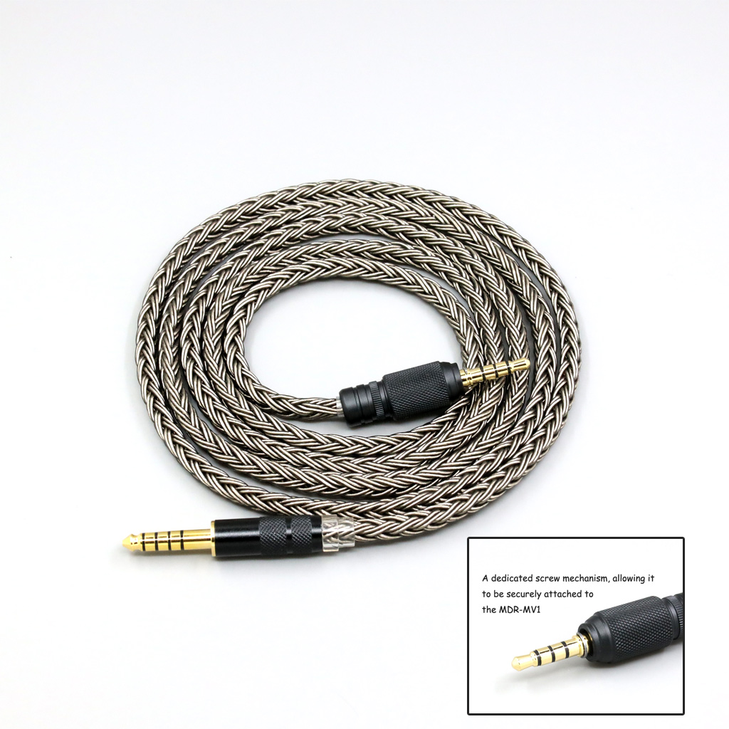 16 Core Grey Silver Plated Earphone Cable For Sony MDR-M1 MDR-MV1 MDR-M1ST Headphones