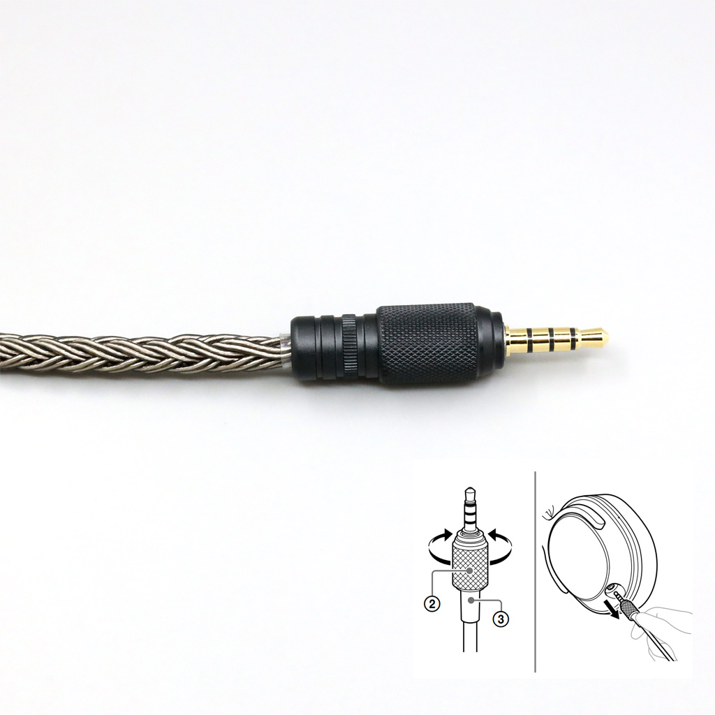 16 Core Grey Silver Plated Earphone Cable For Sony MDR-M1 MDR-MV1 MDR-M1ST Headphones