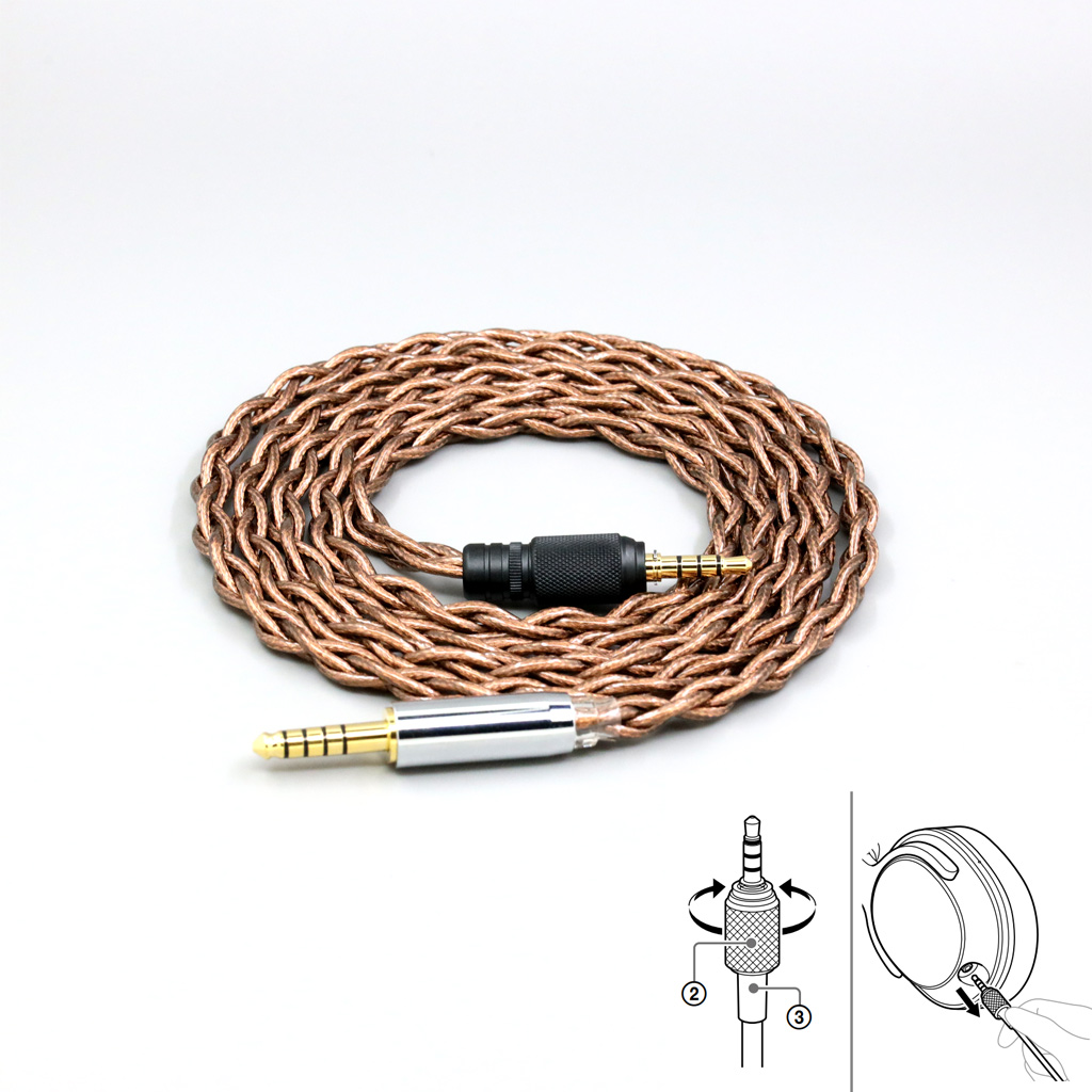 99% 24k Gold 7n Pure Silver Earphone Cable For Sony MDR-M1 MDR-MV1 MDR-M1ST Headphones