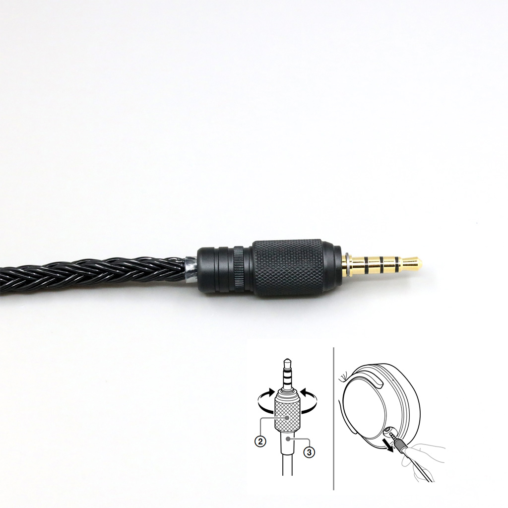16 Core Black Braided Earphone Cable For Sony MDR-M1 MDR-MV1 MDR-M1ST Headphones