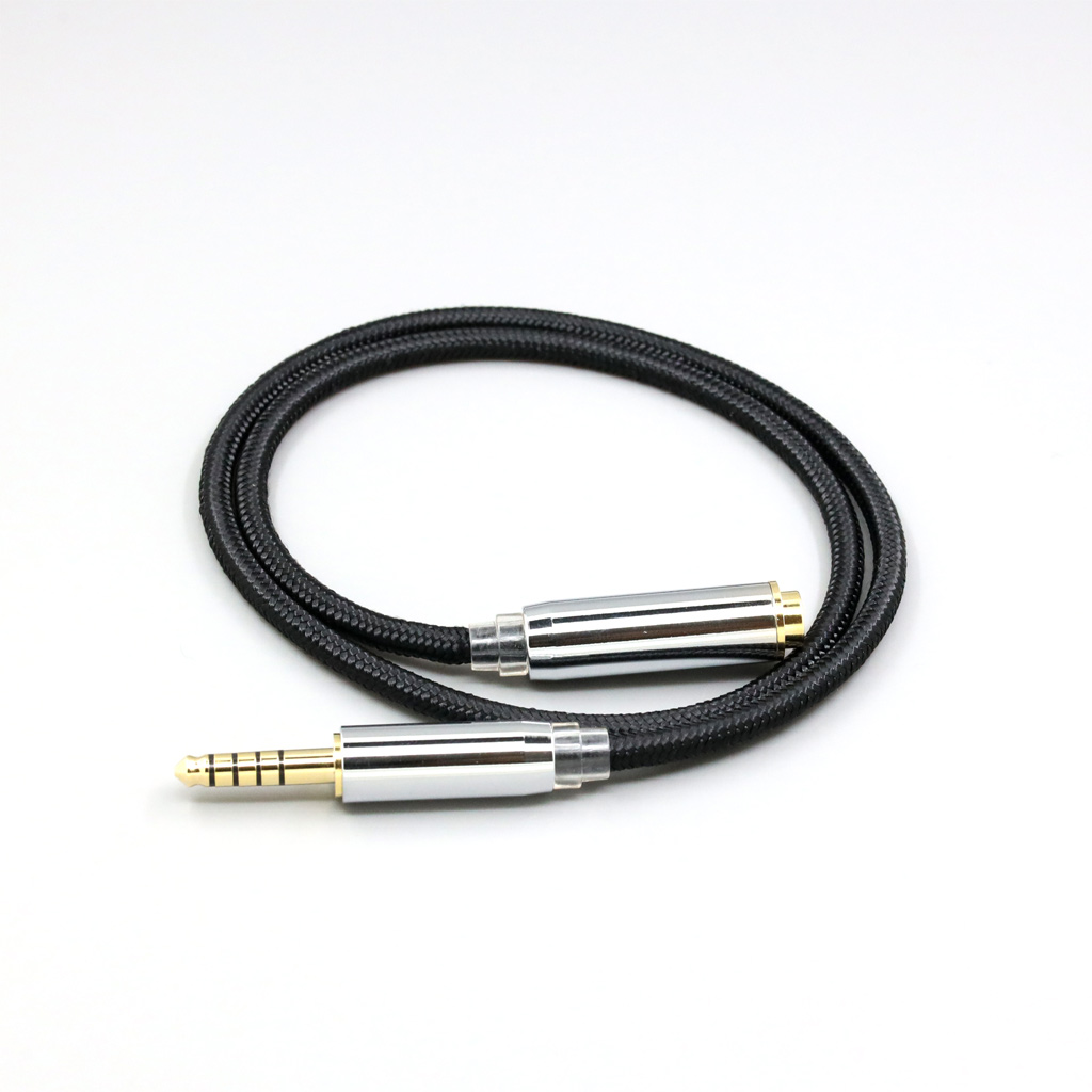 Black Super Soft Headphone Nylon OFC Cable For 4.4mm Male to 4.4mm female