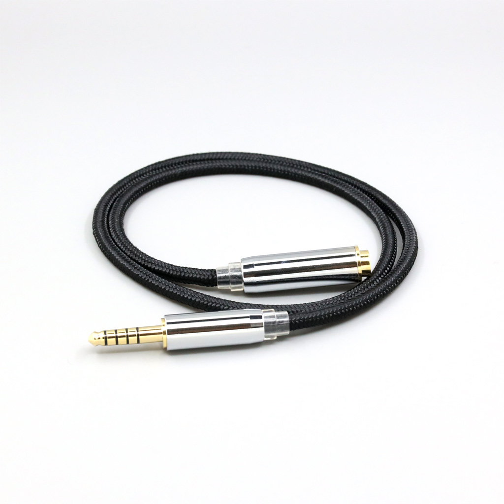 Black Super Soft Headphone Nylon OFC Cable For 4.4mm Male to 4.4mm female