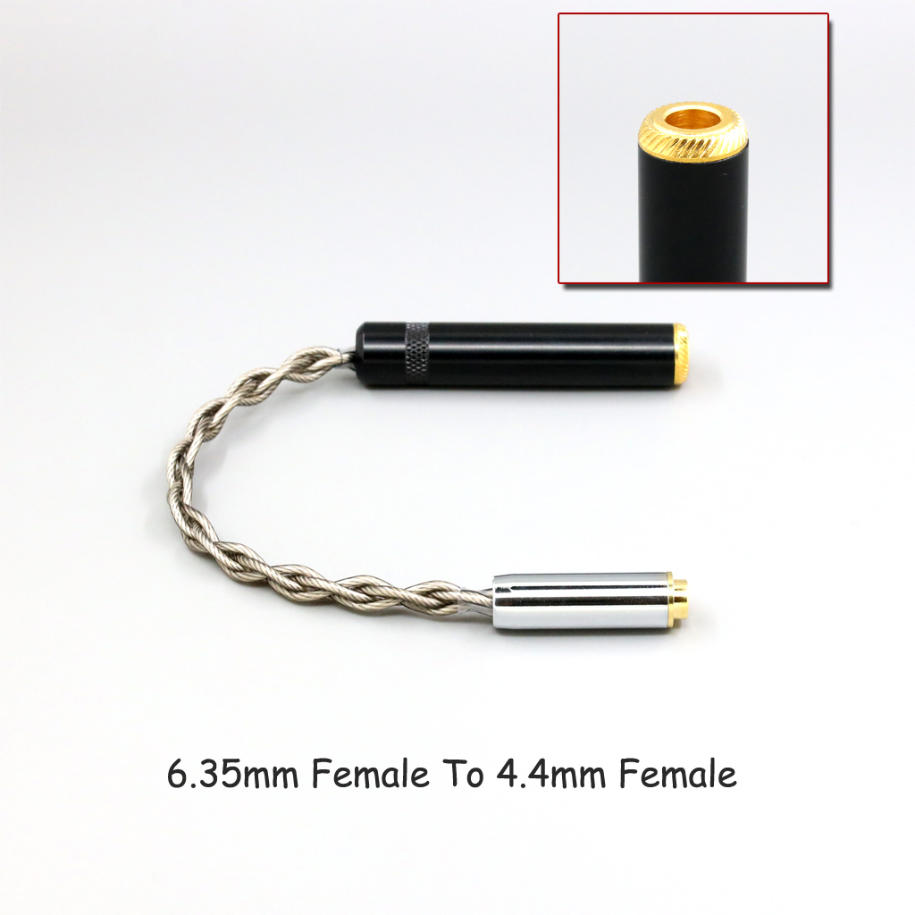 99% Pure Silver + Graphene Silver Plated Shield Earphone Cable For 4.4mm 3.5mm 2.5mm XLR 6.35mm Male to Female Adapter