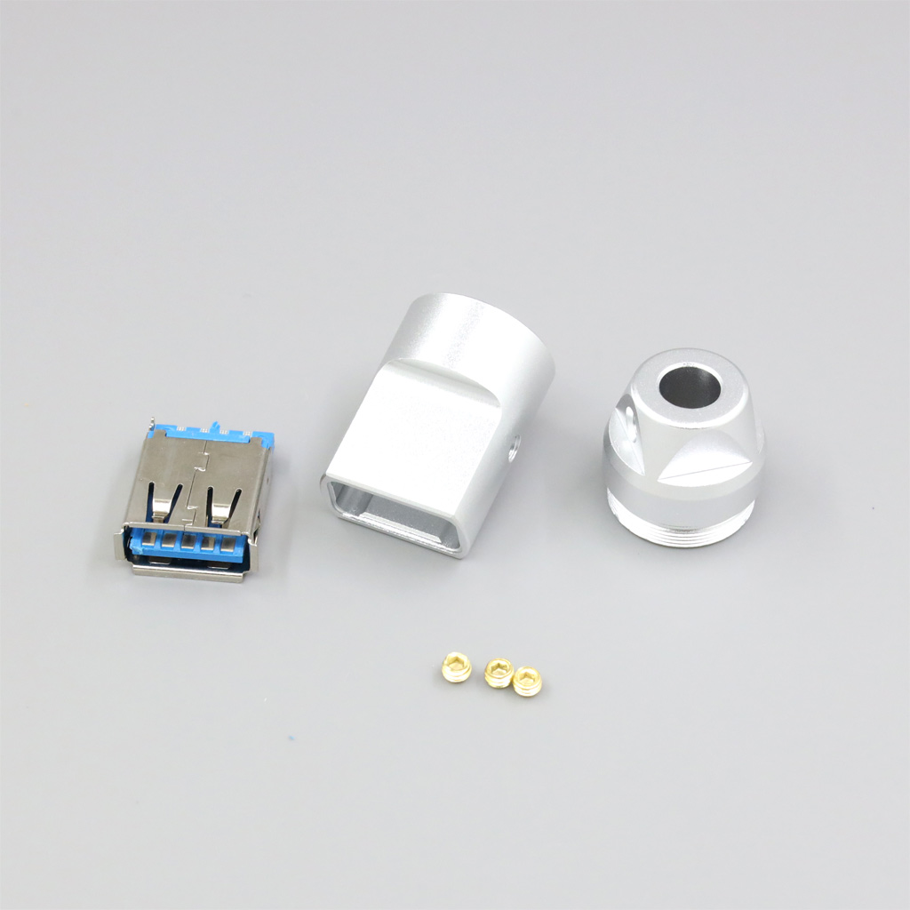 Metal Housing DIY Part Handmade USB 2.0 A Port 5U Gold Plated Solder Adapter Plug With Shell Housing