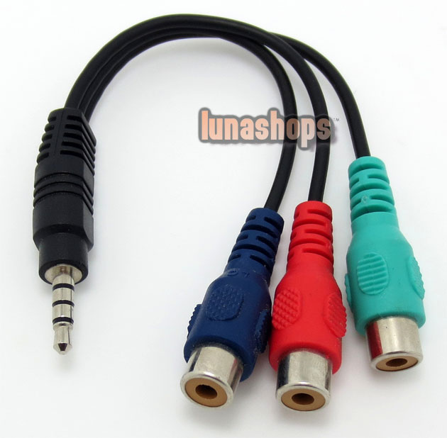3.5mm 4 Pole Male To YPbPr YCbCr YPbPr 3 RCA AV Female Adapter Cable For HDTV etc.