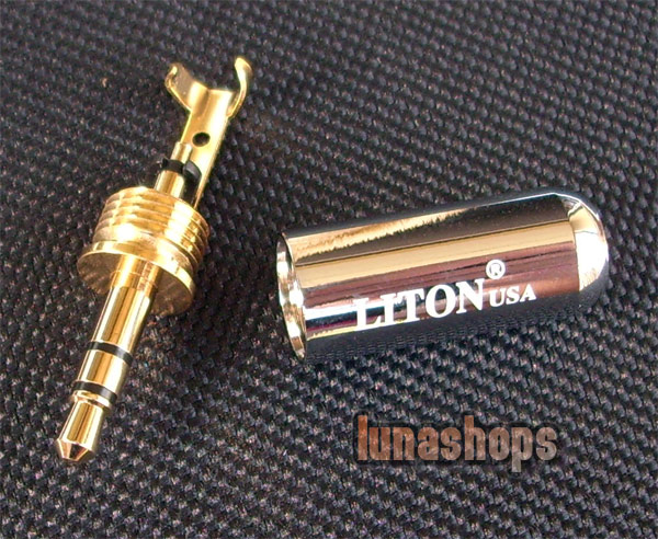 LITON 3.5mm LT-06 Male Plug Golden Plated solder type Adapter For DIY 6mm Tail Dia.