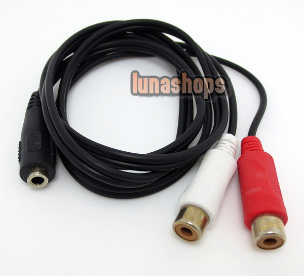 Female 3.5mm Plug to 2 RCA Female Jack Converter Cable