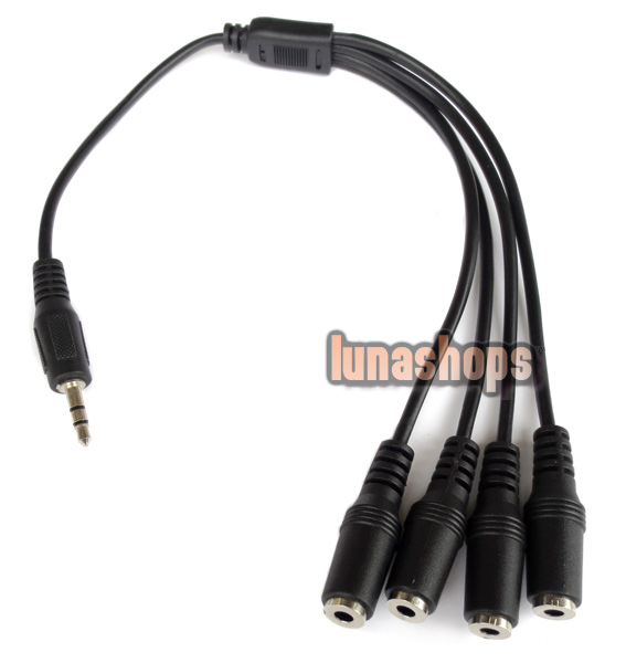 3.5mm 1 male To 4 Female Splitter Audio Stereo Cable For Earphone Test comparison